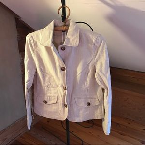 Nautica Seersucker Beige Khaki Striped Blazer, EUC, 8